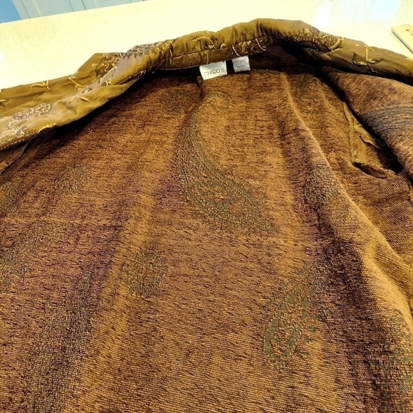 Chico's Womens Size 3 Brown Paisley Embroidered Jacket Blazer Coat Two Pockets - Picture 13 of 14